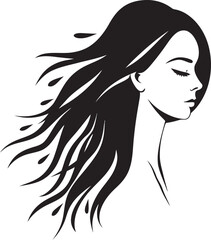 Organic Beauty Woman Carved into Willow Tree Icon Silhouette of Serenity Black Vector Willow Woman Logo
