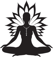 Graceful Grounding Yoga Woman Logo Design Tranquil Trails Black Logo with Yoga Woman Silhouette