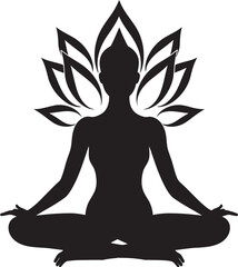Lotus Luminary Yoga Pose Woman Vector EmpowerElegance Black Logo with Yoga Woman Silhouette