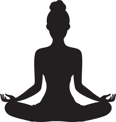 EmpowerElegance Black Logo with Yoga Woman Silhouette Zenith Zephyr Yoga Woman Vector Design