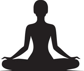 Graceful Gaze Black Yoga Woman Icon Design Tranquil Trails Yoga Woman Emblem in Vector