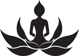 Blissful Binds Yoga Woman Emblem in Vector Radiant Rhythm Black Logo with Yoga Woman Silhouette