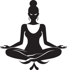 Zenith Zephyr Black Yoga Woman Logo Design Harmony Hues Yoga Woman Emblem in Vector