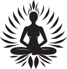 Serene Spirals Yoga Pose Woman Vector Icon Radiant Repose Black Yoga Woman Icon Design