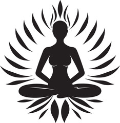 Serene Spirals Yoga Pose Woman Vector Icon Radiant Repose Black Yoga Woman Icon Design