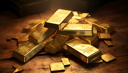 Gold Bar. representing Financial investment, Gold Stock Market Wealth, Money Trade Exchange.