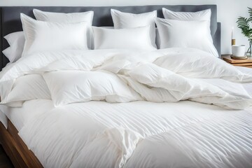 Explore the idea of a retreat within a bedroom, where the white duvet fosters a tranquil atmosphere