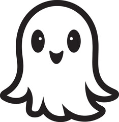 Ghostly Delight Black Vector Ghost Adorable Haunt Cute Ghost Vector Emblem