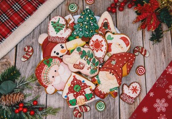 Christmas colorful cookies for background