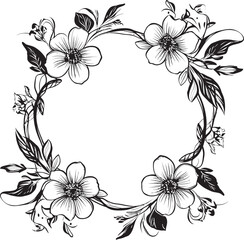 Enchanting Petal Enclosure Decorative Icon Flower Embraced Framework Black Frame Design