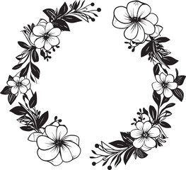 Whimsical Petal Surround Decorative Vector Graceful Midnight Blossom Frame Vector Icon