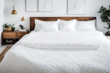 Develop a narrative around the emotions evoked by the simple elegance of a white duvet on a white bed