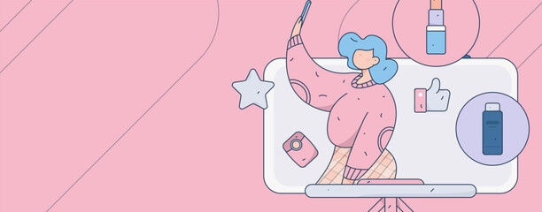 Festive Shopping E-Commerce Online Shopping People Flat Vector Concept Operation Hand Drawn Illustration
