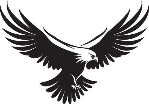 Majestic Raptor Silhouette Eagle Design Noble Avian Profile Black Eagle Vector