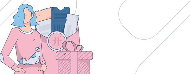 Festive Shopping E-Commerce Online Shopping People Flat Vector Concept Operation Hand Drawn Illustration
