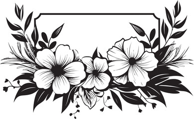 Petal Patterned Boundary Black Floral Design Icon Enigmatic Noir Flowered Perimeter Vector Emblem