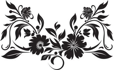 Mystic Ebony Petal Perimeter Black Icon Sophisticated Midnight Floral Framework Vector Design
