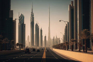 Travelling amazing Dubai Urban Landscape. Exotic Travel Destination and international holidays concept.