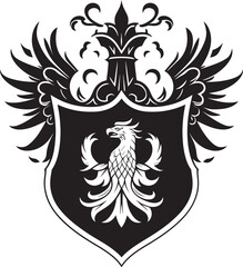 Knightly Insignia Vector Icon Ornate Heraldic Design Black Emblem
