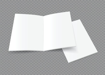 Mockup, template of an open and closed two-page booklet, notebook, brochure, magazine, book. stock illustration