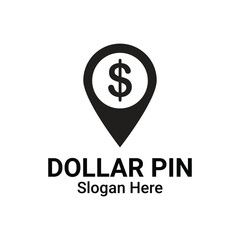 Dollar Location Logo Icon Template Vector. Finance Pin Point Illustration Sign. Money Locator Symbol Element.