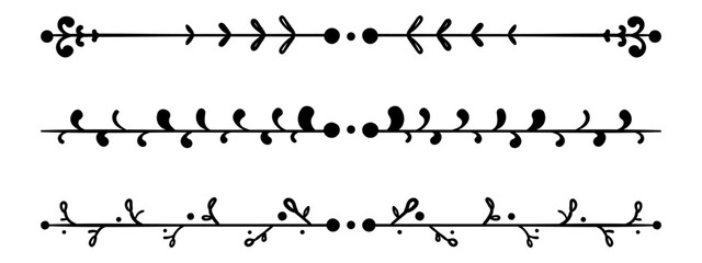 Collection of hand drawn ornamental borders