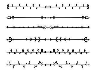 Collection of hand drawn ornamental borders