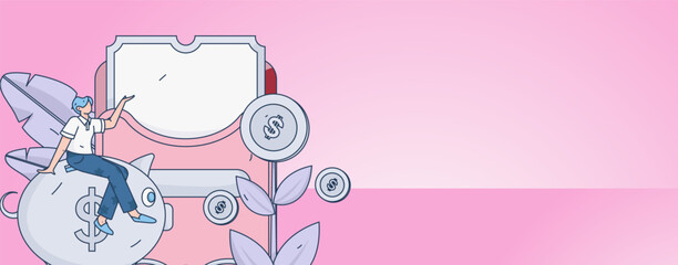 Festive Shopping E-Commerce Online Shopping People Flat Vector Concept Operation Hand Drawn Illustration
