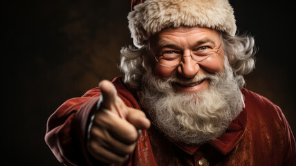 Portrait of Santa Claus in good spirits Playing with the camera during the Christmas season