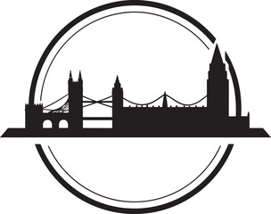 Cityscape Emblem Vector London Icon Westminster View Black Vector Design