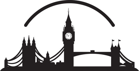 London Eye Icon Black Vector Design Cityscape Emblem Vector London Icon - obrazy, fototapety, plakaty