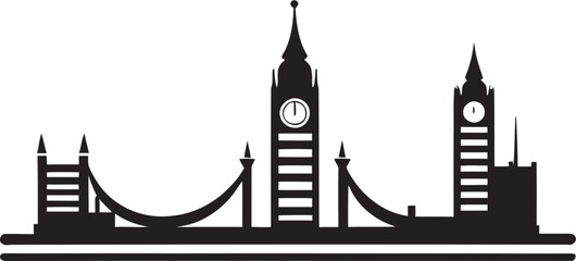 London Bridge Silhouette Black Vector Icon Chic Urban Profile Vector Black London