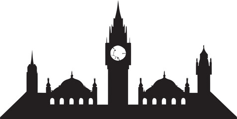 Fototapeta premium Urban London Vector Black Design Londons Famous Sites Black Vector Icon