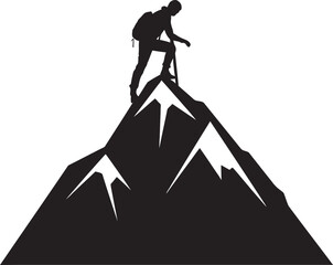 Alpine Explorer Black Icon Mountain Climber Profile Vector Black Design - obrazy, fototapety, plakaty