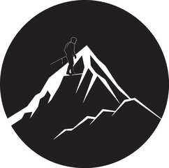 Fototapeta premium Alpine Adventure Black Vector Icon Mountain Peak Achiever Vector Design