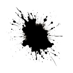 Black abstract figure. Ink spots, cut out - stock png.	