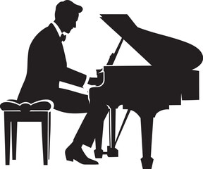 Piano Sonata Performer Black Icon Virtuosic Pianist Vector Black Design