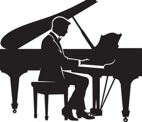 Inspired Pianist Black Vector Icon Musical Savant Vector Design