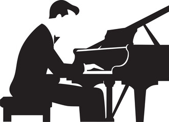Piano Sonata Artist Black Icon Symphonic Pianist Vector Black Design - obrazy, fototapety, plakaty