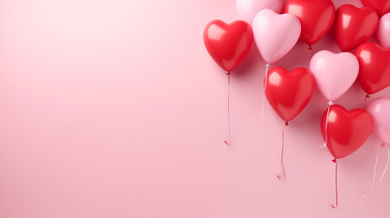 Romantic Valentine's Day Background with Floating Heart Balloons


