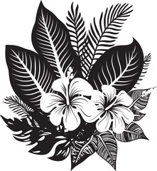Lush Floral Haven Vector Design Tropical Garden Wonder Black Icon