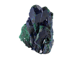Azurite crystals with Malachite isolated on transparent background
