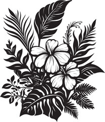 Island Botanicals Black Icon Exquisite Floral Accent Vector Black Design