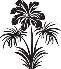 Island Paradise Petal Black Icon Tropical Foliage Beauty Vector Black Design