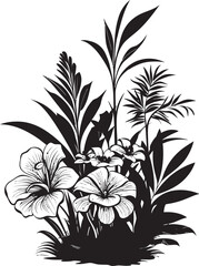 Island Botanicals Black Icon Exquisite Floral Accent Vector Black Design