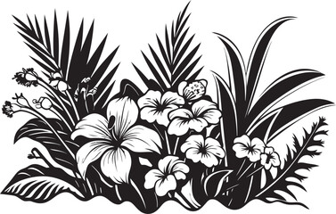 Tropical Botanical Majesty Vector Black Design Black Vector Exotic Blossom Icon