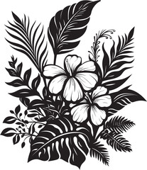 Island Flowering Essence Vector Design Black Vector Exotic Paradise Icon