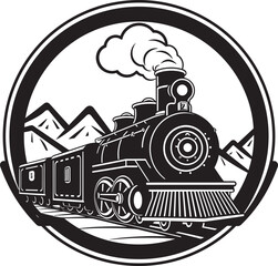 Steam Locomotive Glory Black Icon Yesteryears Railroad Charm Vector Black Design