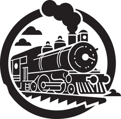 Black Vector Historic Rails Icon Old World Train Routes Vector Design