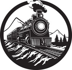 Black Vector Vintage Rails Icon Timeless Railway Adventure Vector Design